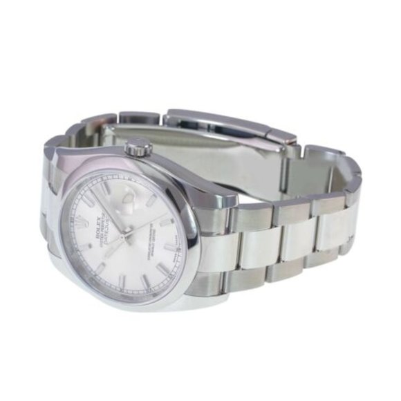 ROLEX DATEJUST UNISEX WATCH 36 MM SILVER INDEX DIAL STEEL SMOOTH OYSTER 116200 - Picture 3 of 9